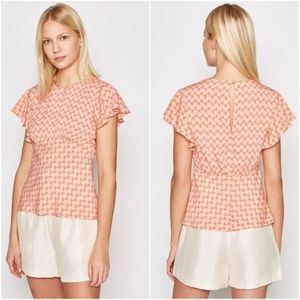 JOIE ANSELL Flutter Sleeve top, Abstract print